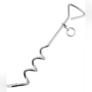 Silver Spiral Ground Anchor For Animal Dog Cat Pig Chicken Goat Up To 60lb